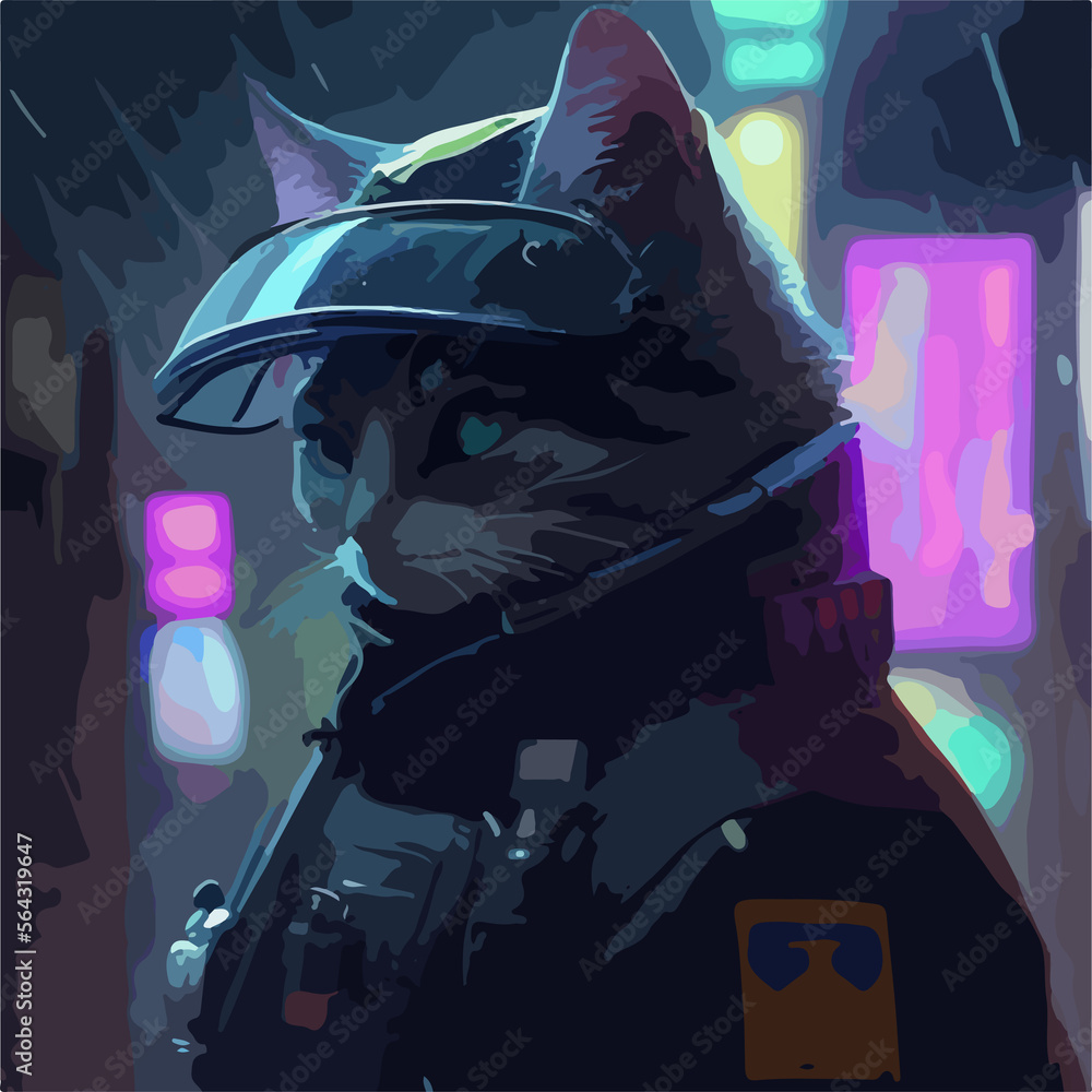 Cyberpunk police cat