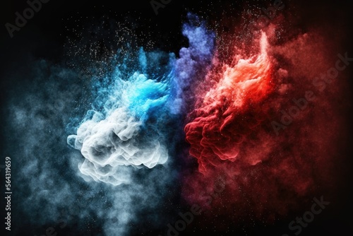 white, blue and red smoke with shiny glitter particles abstract 2