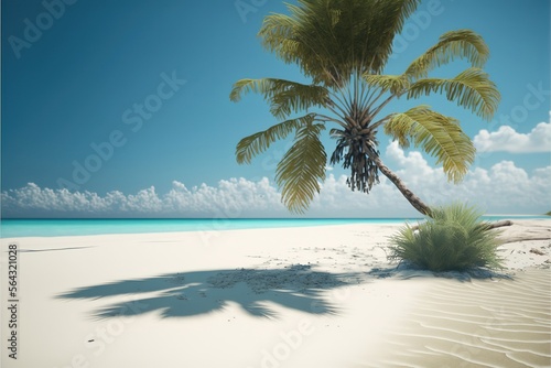 Beach with palm trees. Genarative Ai