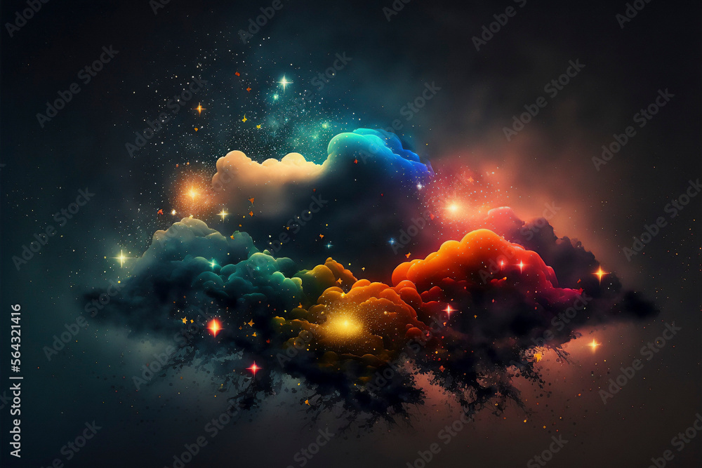 colorfull stars with fog