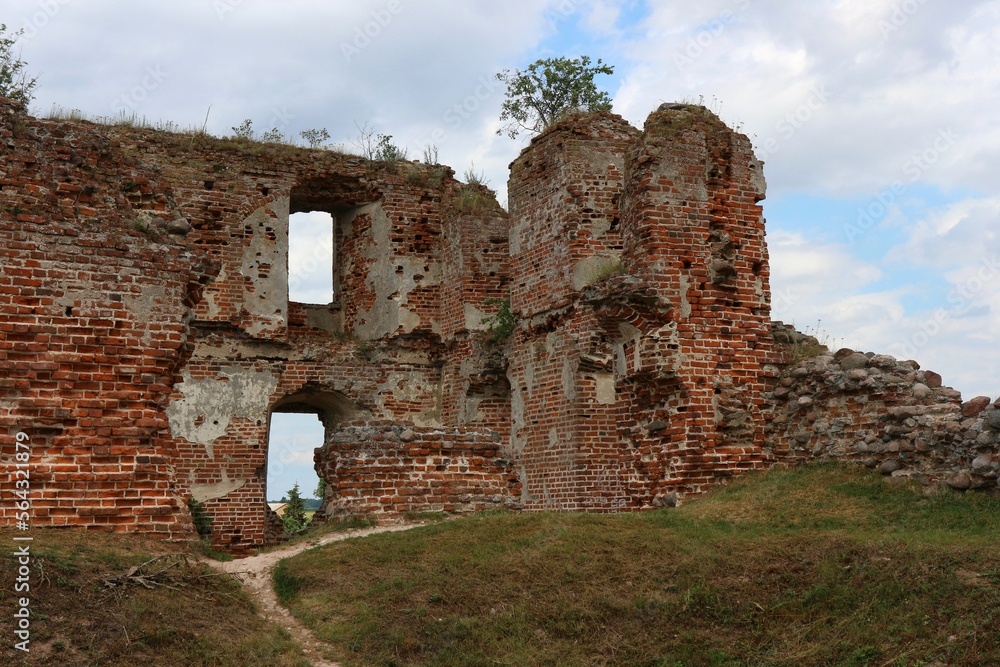 Ruins of an old knight's castle from the 15th century in Besiekiery, Poland