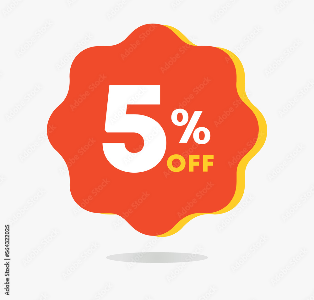 5% off. Discount icon. Special offer, promotion, sales tag. For stores, retail. Vector illustration 5% off. Discount icon. Special offer, promotion, sales tag. For stores, retail. Vector illustration