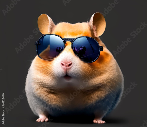 smart hamster with sunglasses hangs out chilling generative ai