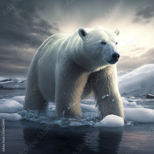 Polar bear in the arctic. Generative AI.   © DALU11