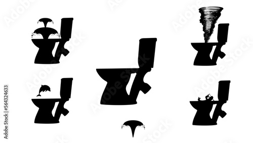 toilet silhouette, plumber service symbols