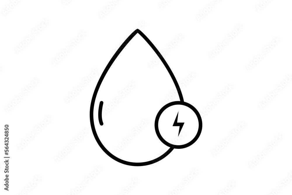Hydro power icon illustration. water drop icon with electricity. icon related to ecology, renewable energy. Line icon style. Simple vector design editable Hydro power icon illustration. water drop icon with electricity. icon related to ecology, renewable energy. Line icon style. Simple vector design editable