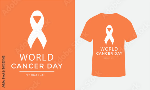 Wold cancer day t-shirt design , wold cancer day vector design, wold cancer day ribbon design 