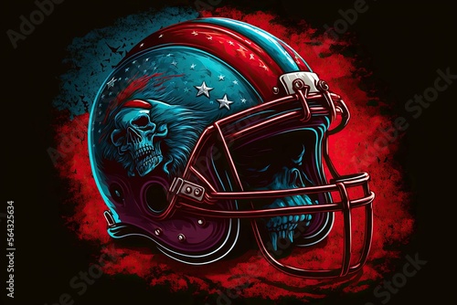 American football helmet  design  football background  Generative AI 