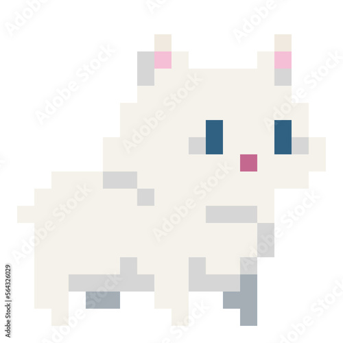 Pixel art asset 8 bit Cute Cat Kitten domestic pet isolated stock vector illustration transparent background © Karolina