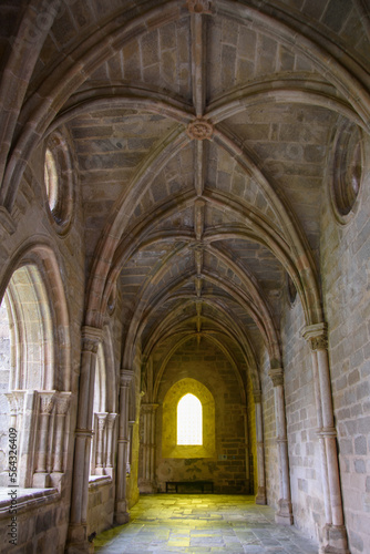 Architectural details of the pretty gothic cathedral of Evora, Portugal