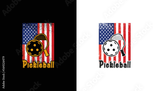 Pickleball US Flag T shirt design  typography