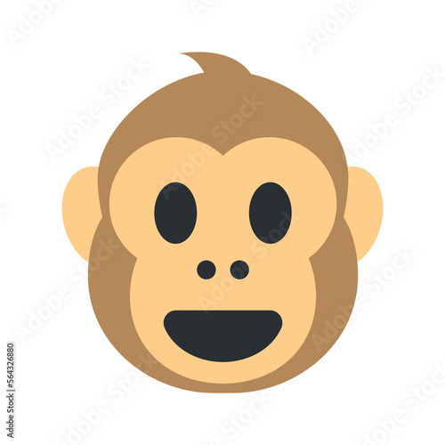 Monkey Face vector flat icon emoji design. Isolated cartoon-styled face of a monkey, looking straight ahead sign.