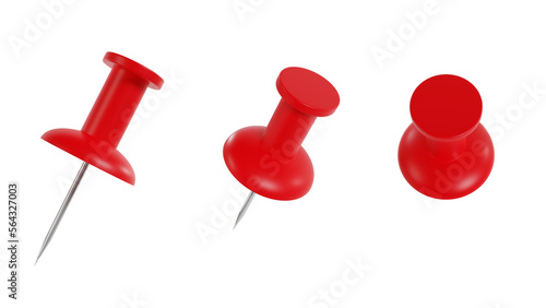 3D rendering Various Angles Macro Red Board Pins on White Backgr