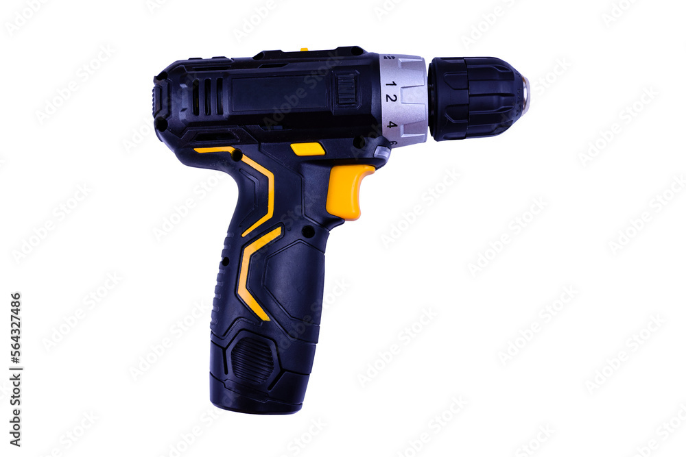 Cordless screwdriver isolated on a white background. Accumulator instrument Cordless screwdriver isolated on a white background. Accumulator instrument