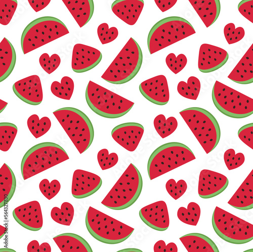 Seamless pattern with watermelon slices on white background