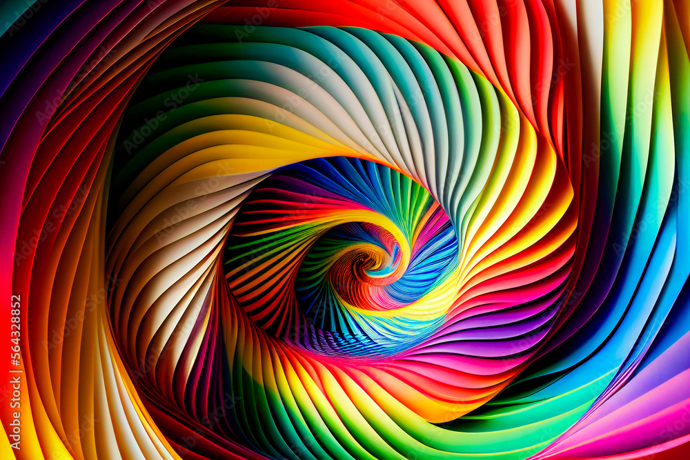 Fototapeta premium Hypnotic Multicolored Spiral Background. Rainbow Swirl. Generative AI.