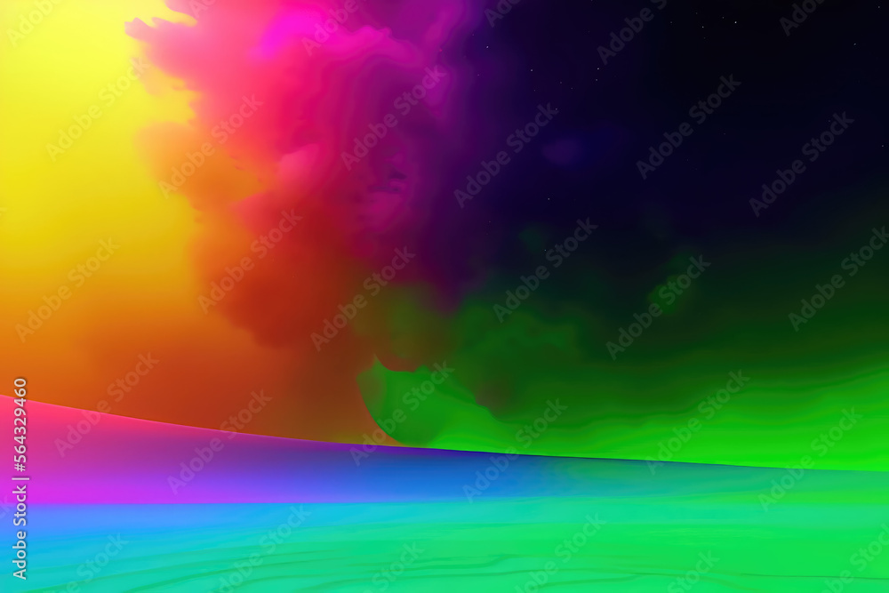 Abstract gradient art background with vibrant neon colors. Ai generated art.