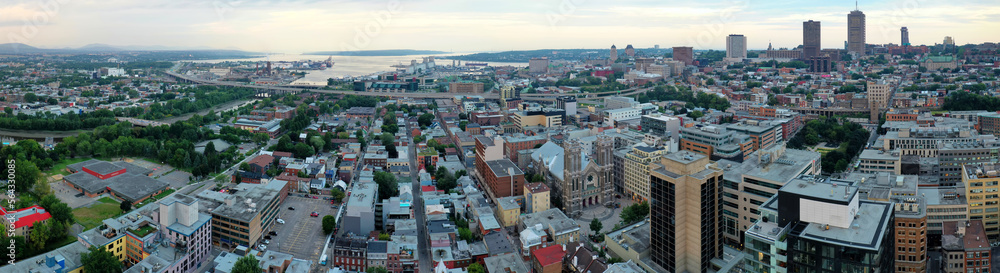 Aerial panorama of Quebec City downtown, Canada