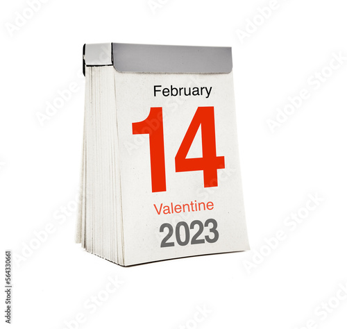 Abreißkalender mit Valentinstag 14. Februar 2023
