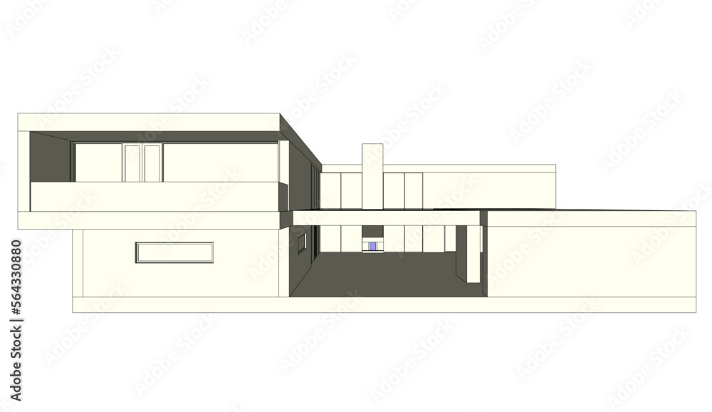 Modern house sketch architectural 3d illustration Modern house sketch architectural 3d illustration