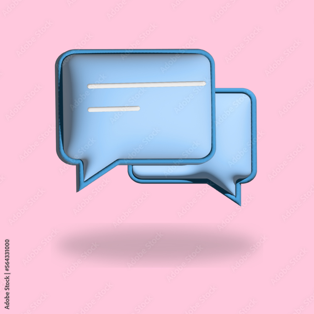 3d chat message icon on pink background 3d chat message icon on pink background