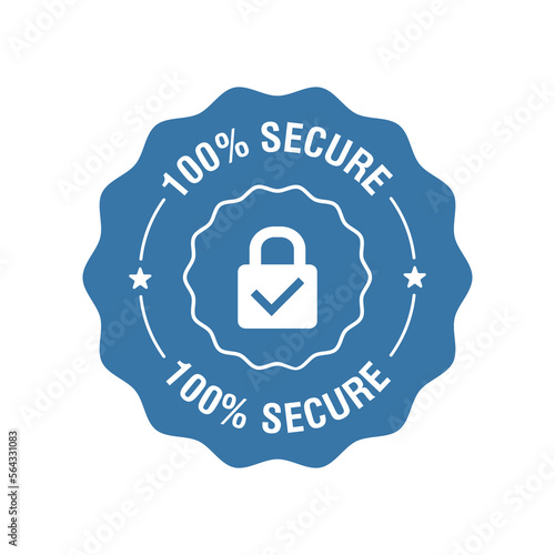 100 percent secure protection vector label. Badge or button for commerce website. Vector illustration