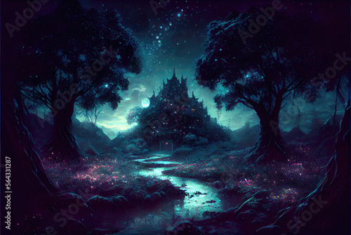 dark forest wonderland castle - By Generative AI