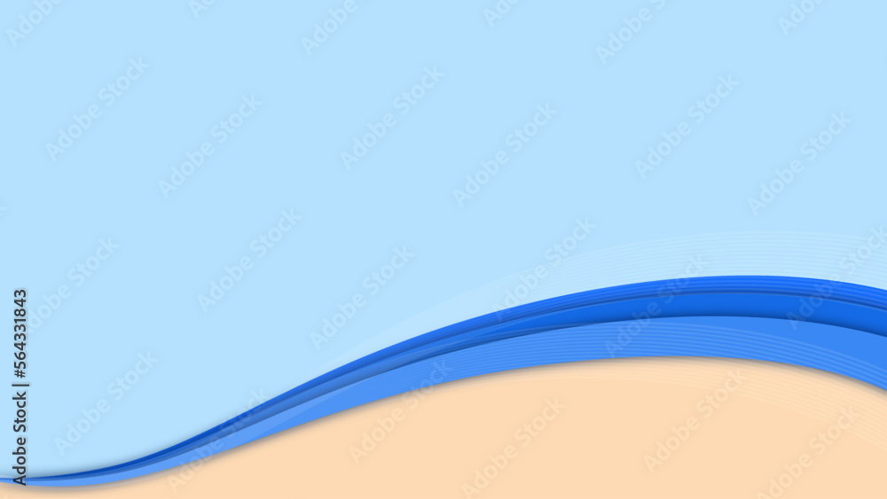 Fototapeta premium Blue wave, water wave, lines, blue sky background. Vector texture design poster banner abstract blue wallpaper background. 