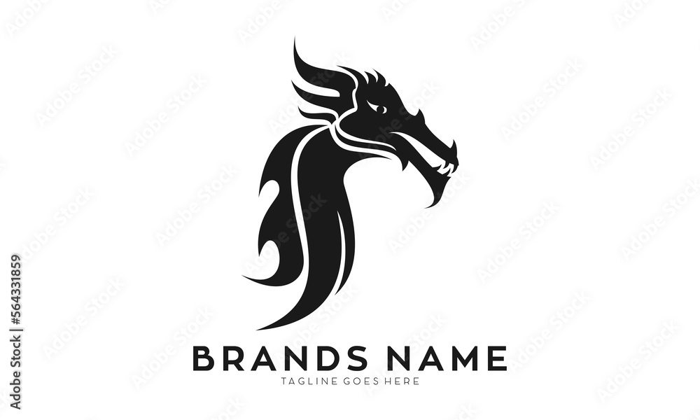 Dragon head illustration logo vector