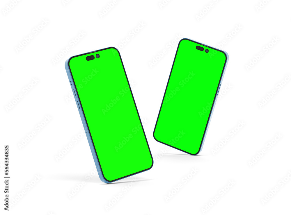 Two smartphones 14 pro max mockup for App and Website UI branding. 2 Phones in front and back side. 3D render Two smartphones 14 pro max mockup for App and Website UI branding. 2 Phones in front and back side. 3D render