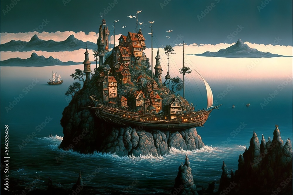 Obraz premium big city in the sea