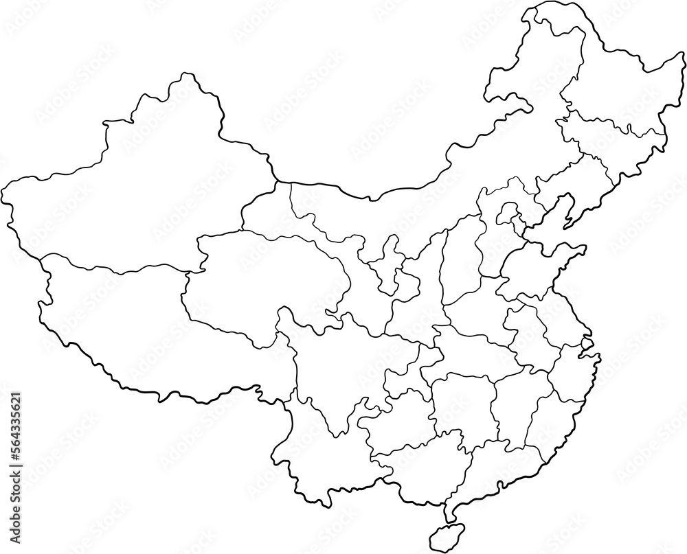 doodle freehand drawing of china map.