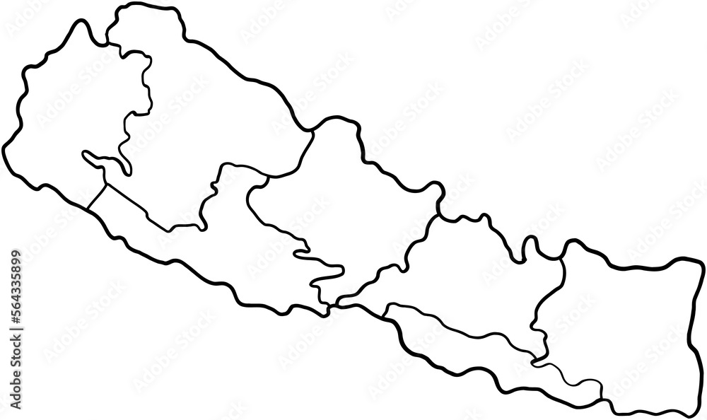 doodle freehand drawing of nepal map.