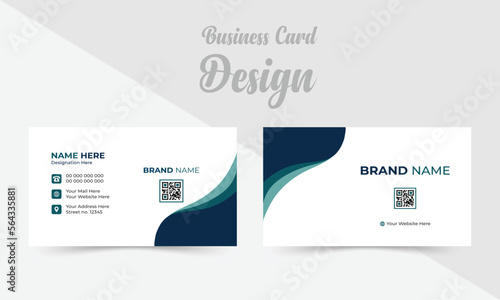 Set of modern business card print templates with luxurious curved shape. Creative and Clean Business Card Template. Blue & dark blue business card template.