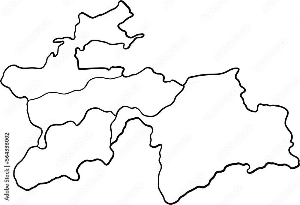 doodle freehand drawing of tajikistan map.