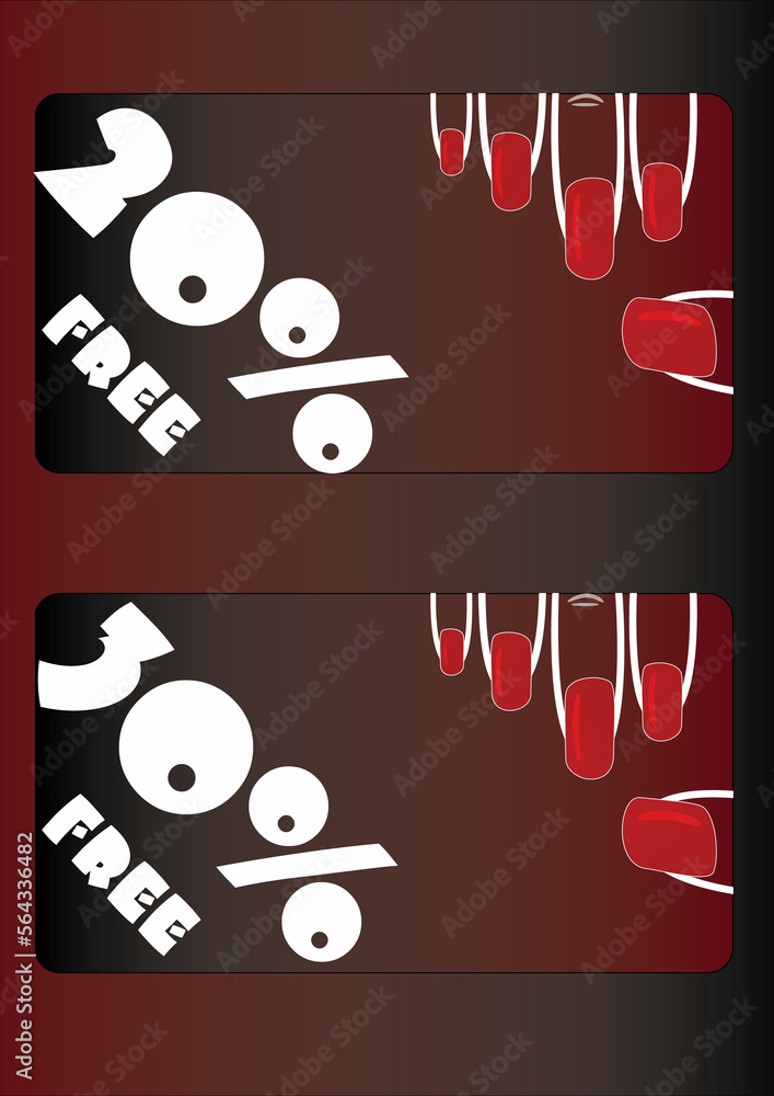 Obraz premium Coupons for nails 20% free,30% free