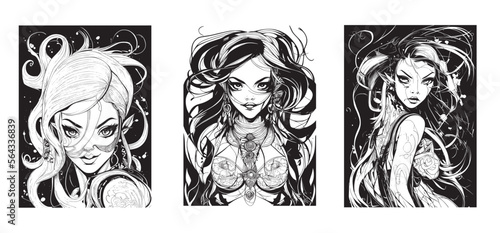 A vector graphic depicting a portrait of a beautiful black woman. The features of her face are depicted with precise lines and shapes, creating a clear and detailed image. The graphic is monochromatic