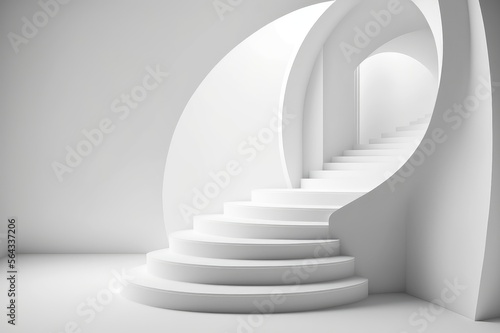 Abstract architecture background. Modern white interior disign. 3d illustration generative AI.