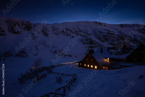 Obraz na płótnie evening in Giant mountains during winter in Poland w salonie