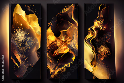 set of three fire abstraction banners. Generative AI
