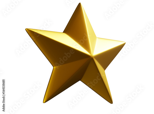 Single gold star. 3D render