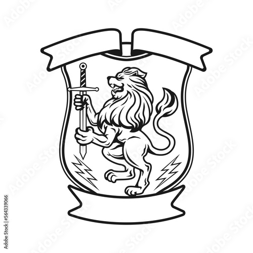 family crest lion icon vector illustration