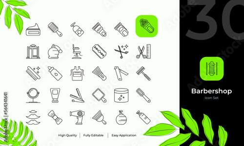 Barbershop set of icons 30 pcs