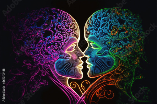 Couple kissing, love concept 