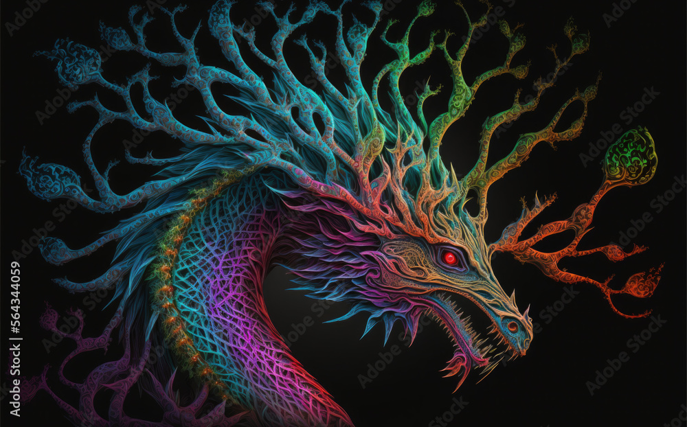 Colorful fantasy dragon. Generative AI Colorful fantasy dragon. Generative AI