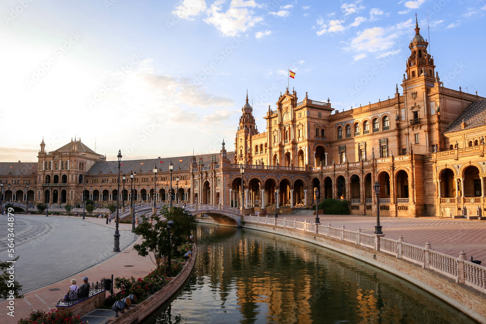 View from Plaza de España, a picturesque plaza in the city of Seville, Spain
