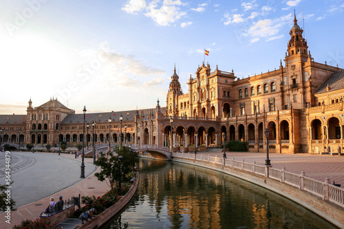 View from Plaza de España, a picturesque plaza in the city of Seville, Spain