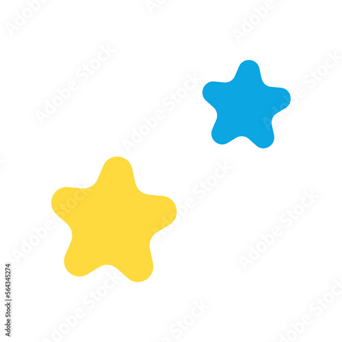 Blue and yellow stars as symbol of Ukraine vector illustration. Cartoon drawing of star in colors of Ukrainian flag or anti-war element isolated on white background. War, military, peace concept