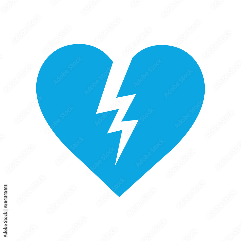 Broken blue heart vector illustration. Support for Ukraine, cartoon drawing of halves of blue heart or anti-war element isolated on white background. War, military, peace, support concept