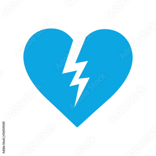 Broken blue heart vector illustration. Support for Ukraine, cartoon drawing of halves of blue heart or anti-war element isolated on white background. War, military, peace, support concept